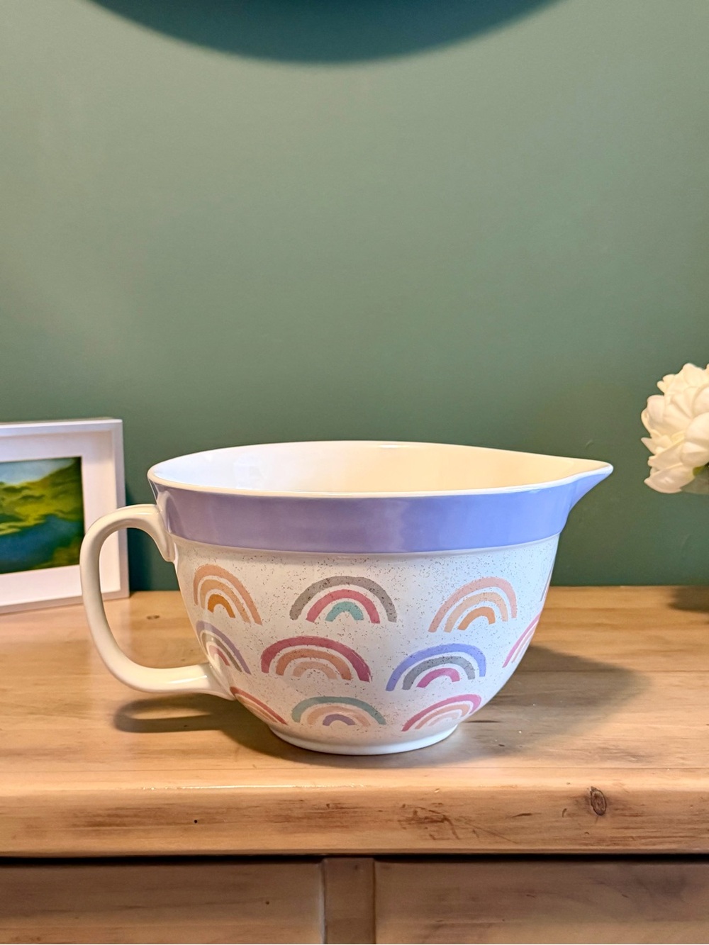 The Bake Shop Rainbow Ceramic Mixing Bowl | Large Batter Bowl